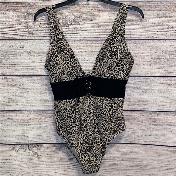 bebe Other - NWT BEBE ONE PIECE WITH LACE UP BELT BATHING SUIT